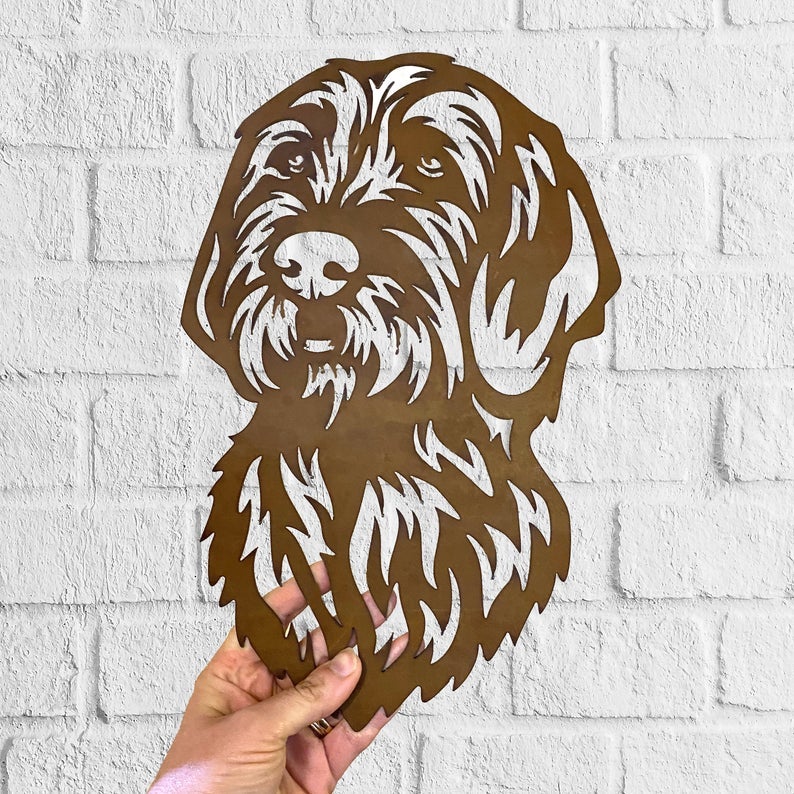 Italian Spinone Dog Rustic Garden Sculpture Dog House Sign Metal Wall Art