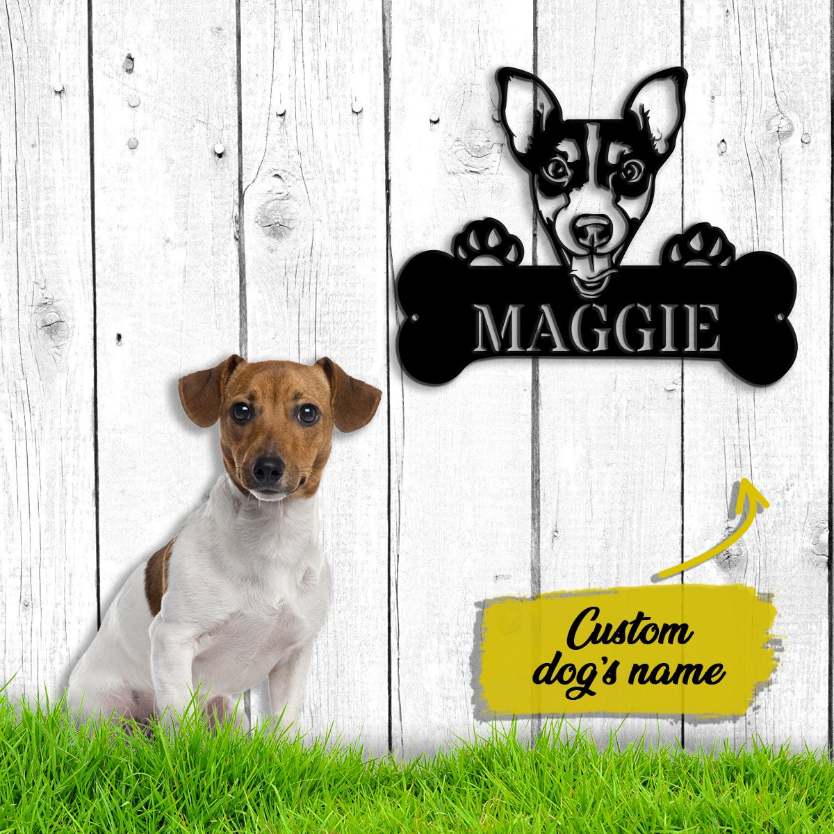 Jack Russell Monogram Dog House Sign Metal Wall Art