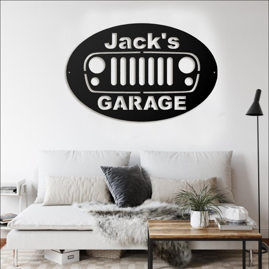 Jeep Personalized Garage Sign Metal Wall Art