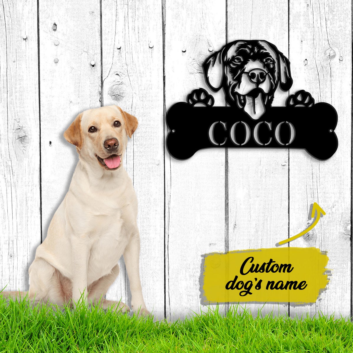 Labador Monogram Dog House Sign Metal Wall Art