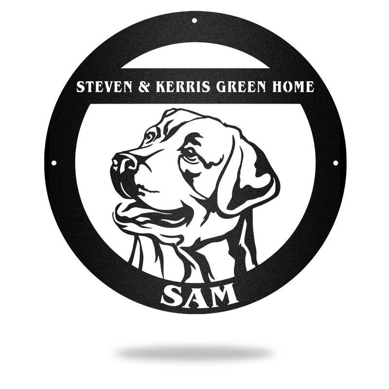 Labrador Guard Personalized Dog House Sign Metal Wall Art