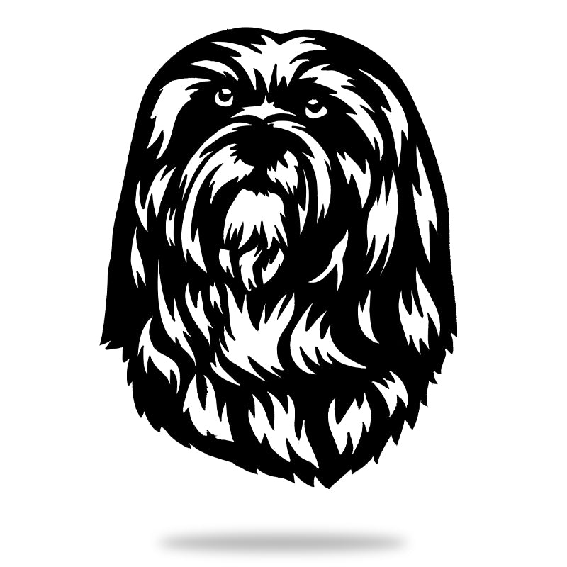 Lhasa Apso Rustic Garden Art Sculpture Dog House Sign Metal Wall Art