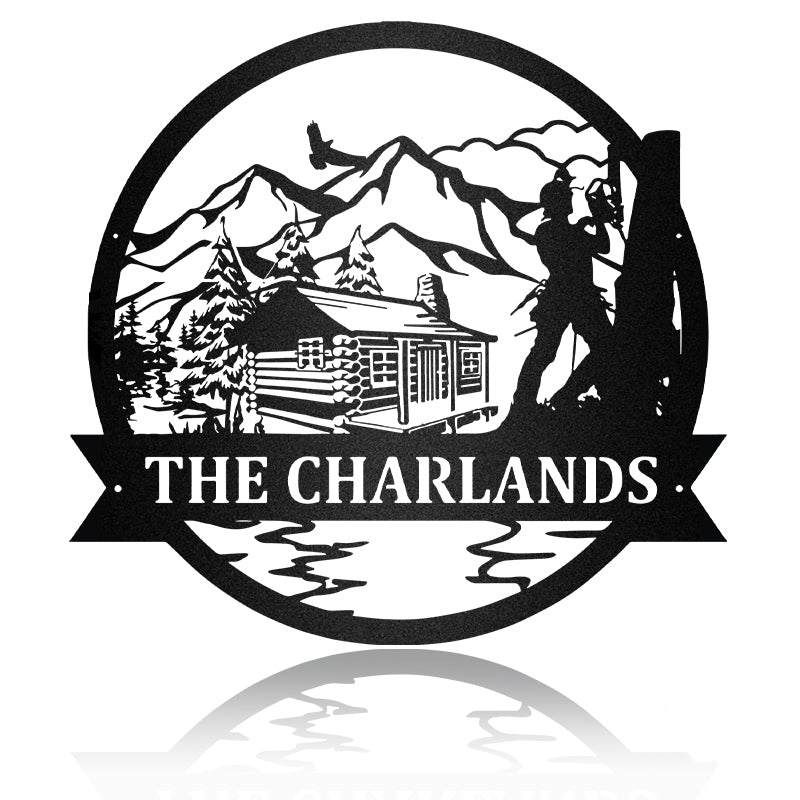 Logger Job With Log House Metal Wall Art