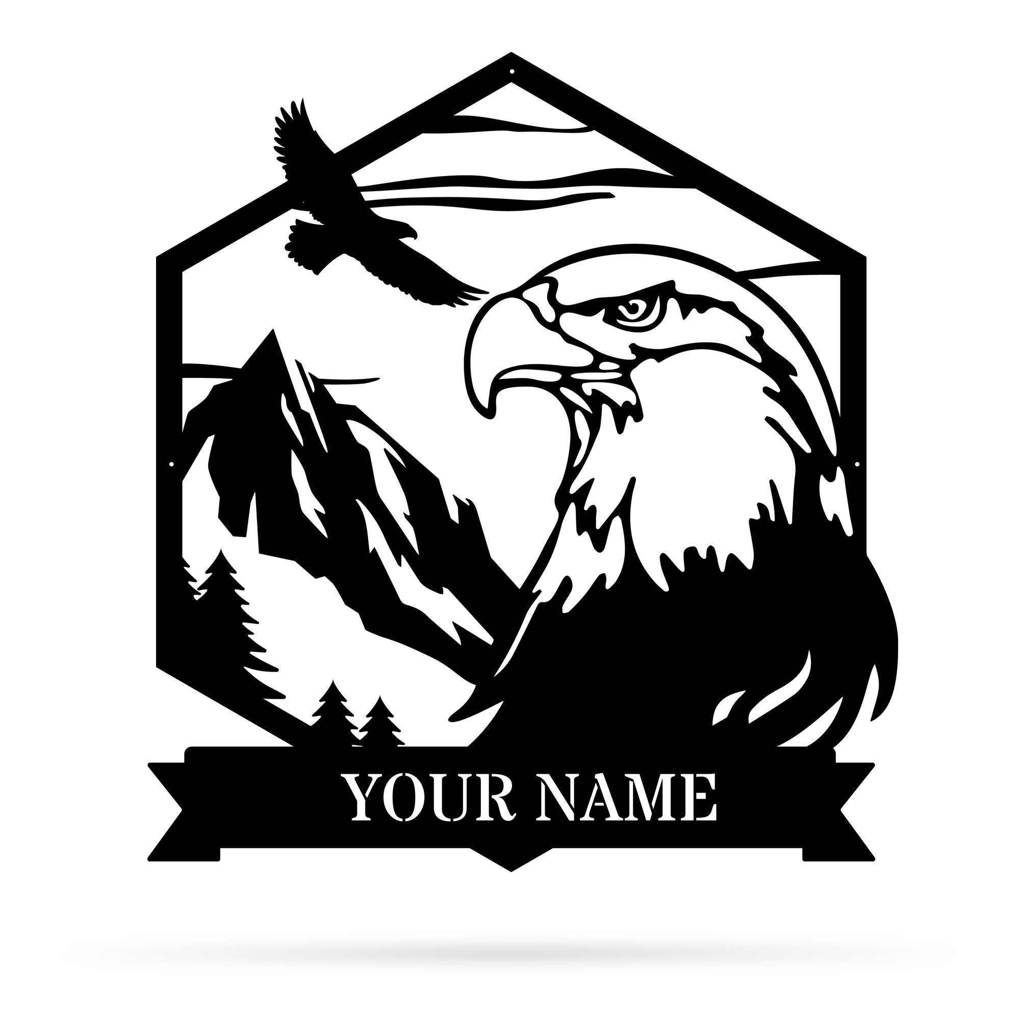 Majestic Eagle Monogram Metal Wall Art