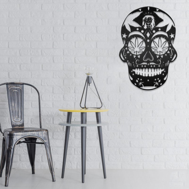 Skull Head Lion Smoke Skeleton Skull Metal Wall Art