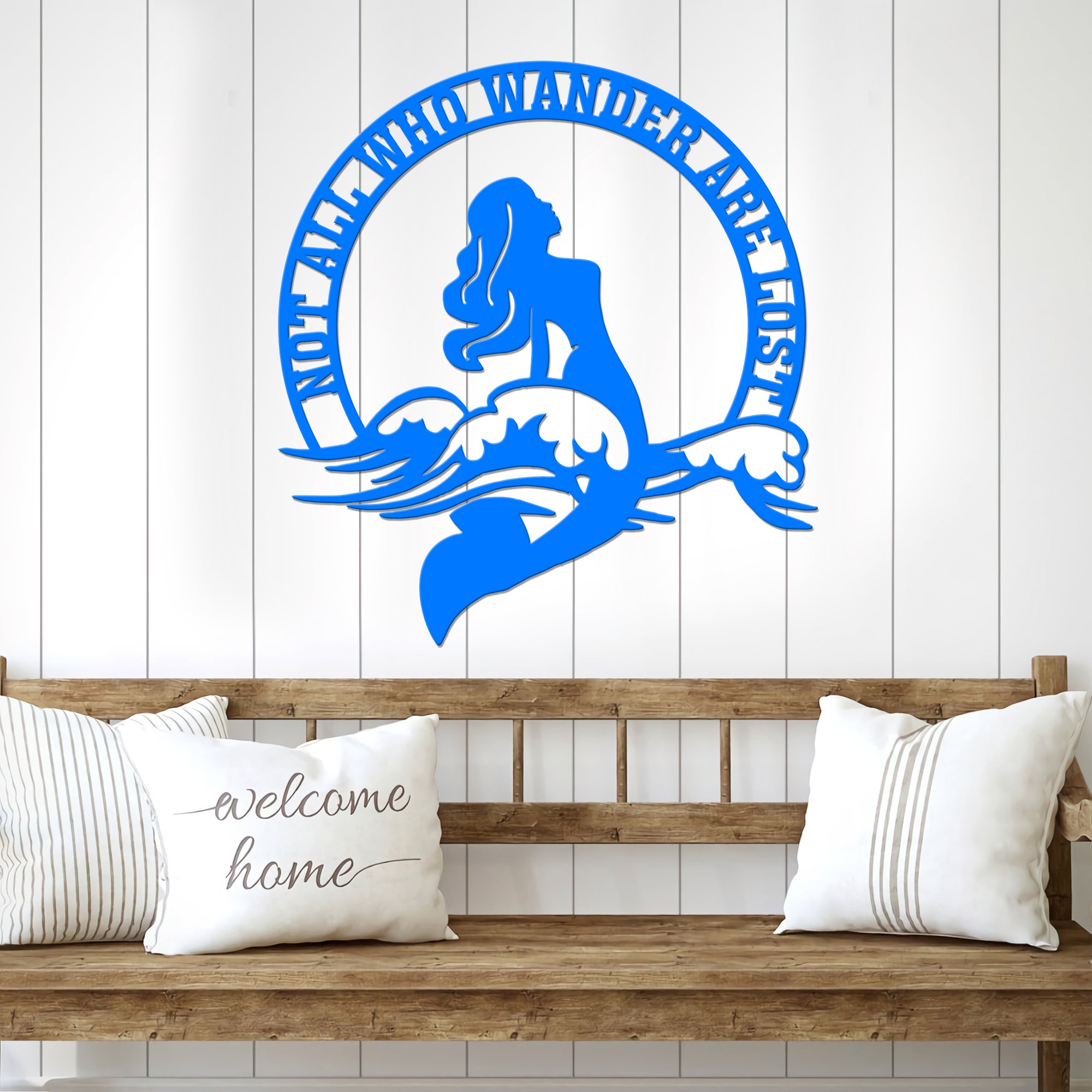 Mermaid - Not All Who Wander Are Lost Metal Wall Art