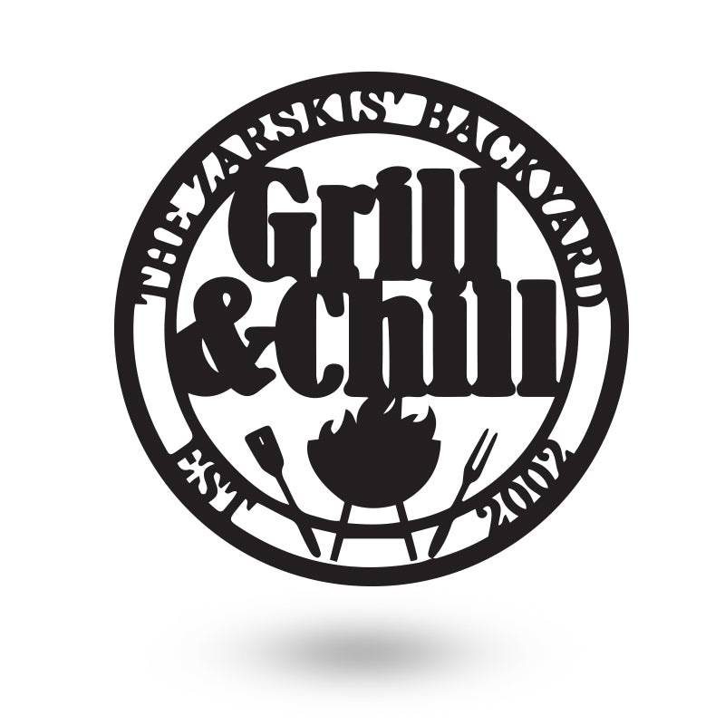 Grill&Chill Backyard Barbecue Grill Metal Wall Art