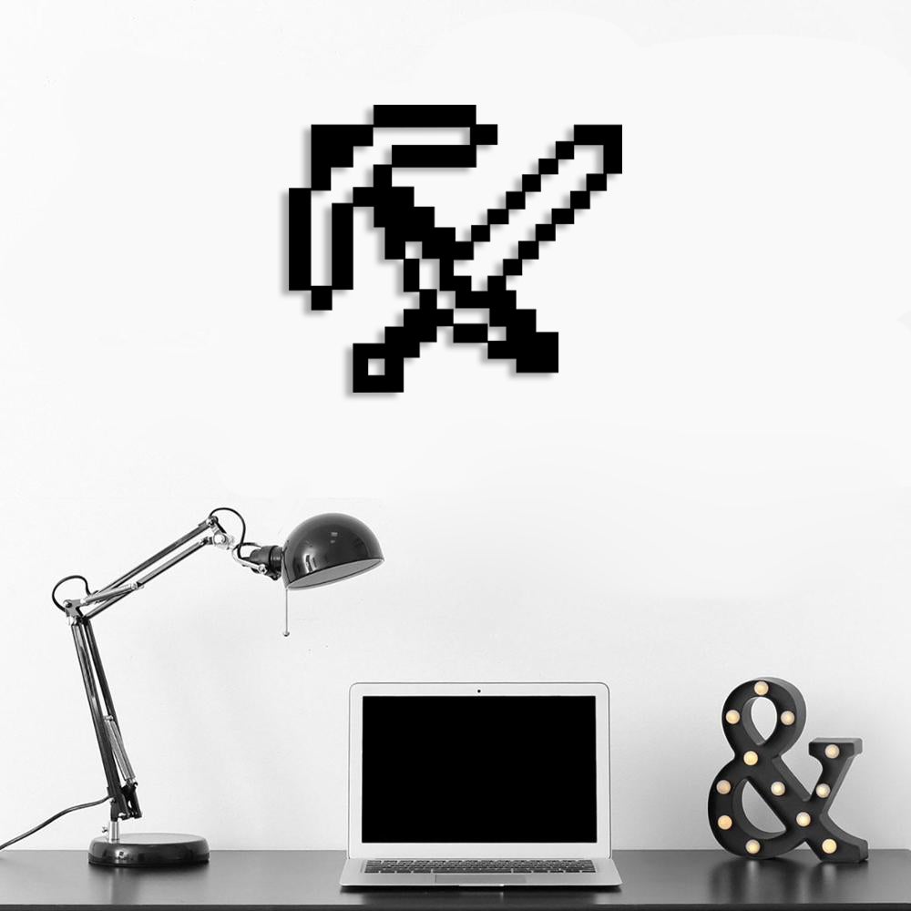 Minecraft Sword And Axe Metal Wall Art