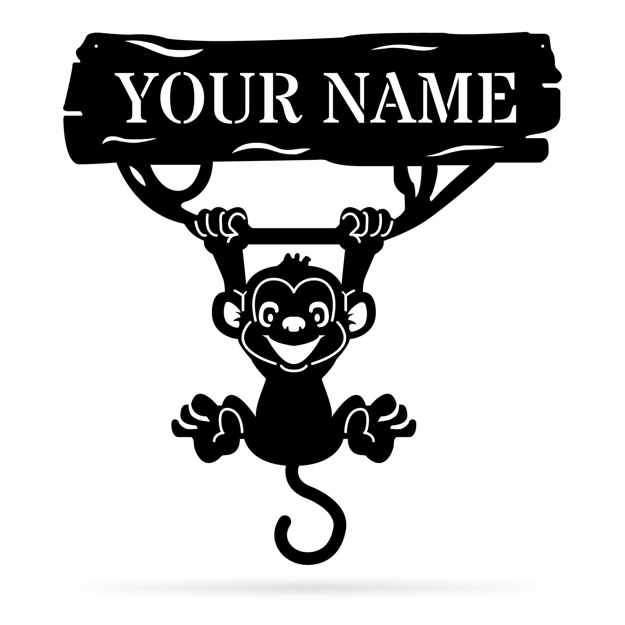 Monkey Monogram Metal Wall Art