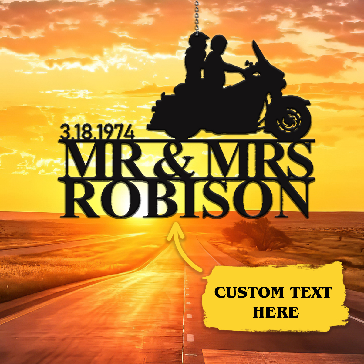 Motobike Couple Personalised Metal Wall Art Decor