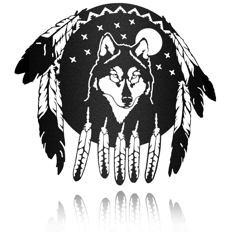 Native America Wolf Metal Wall Art