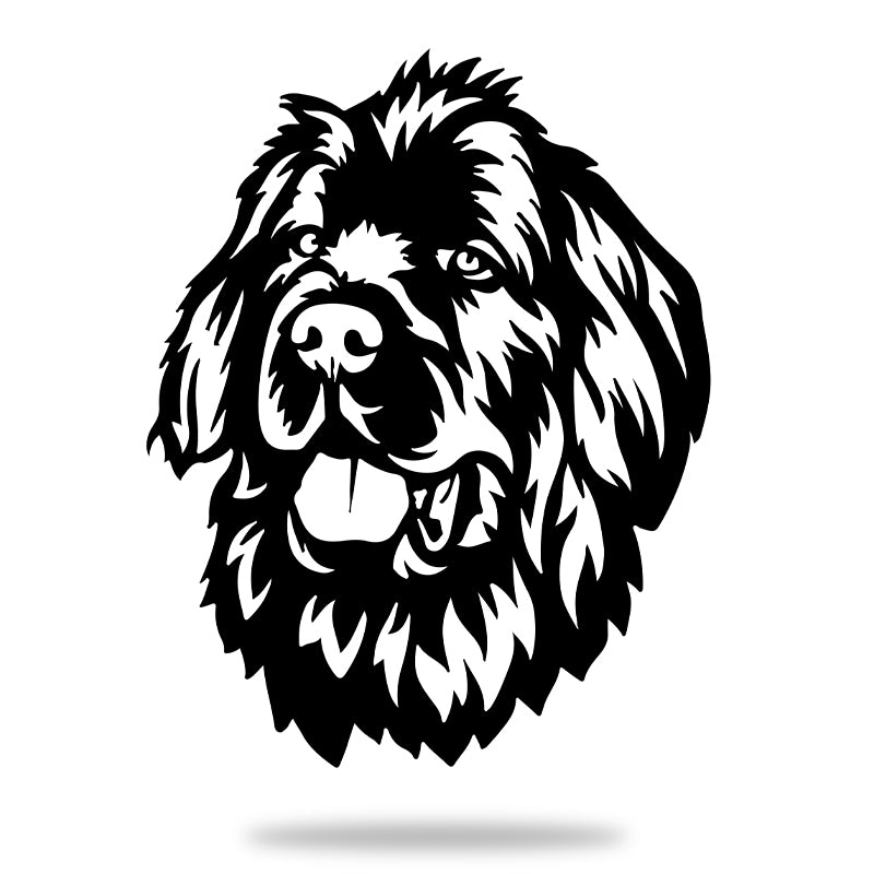 Newfoundland Dog Rustic Garden Art Sculpture Dog House Sign Metal Wall Art