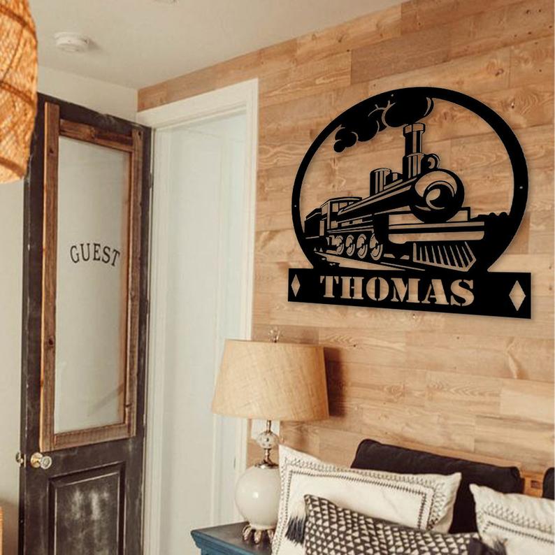 Old Train Custom Name Metal Wall Art
