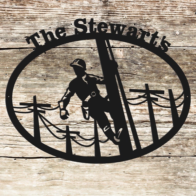 Oval Lineman Sign With Personalized Text 6 Metal Wall Art