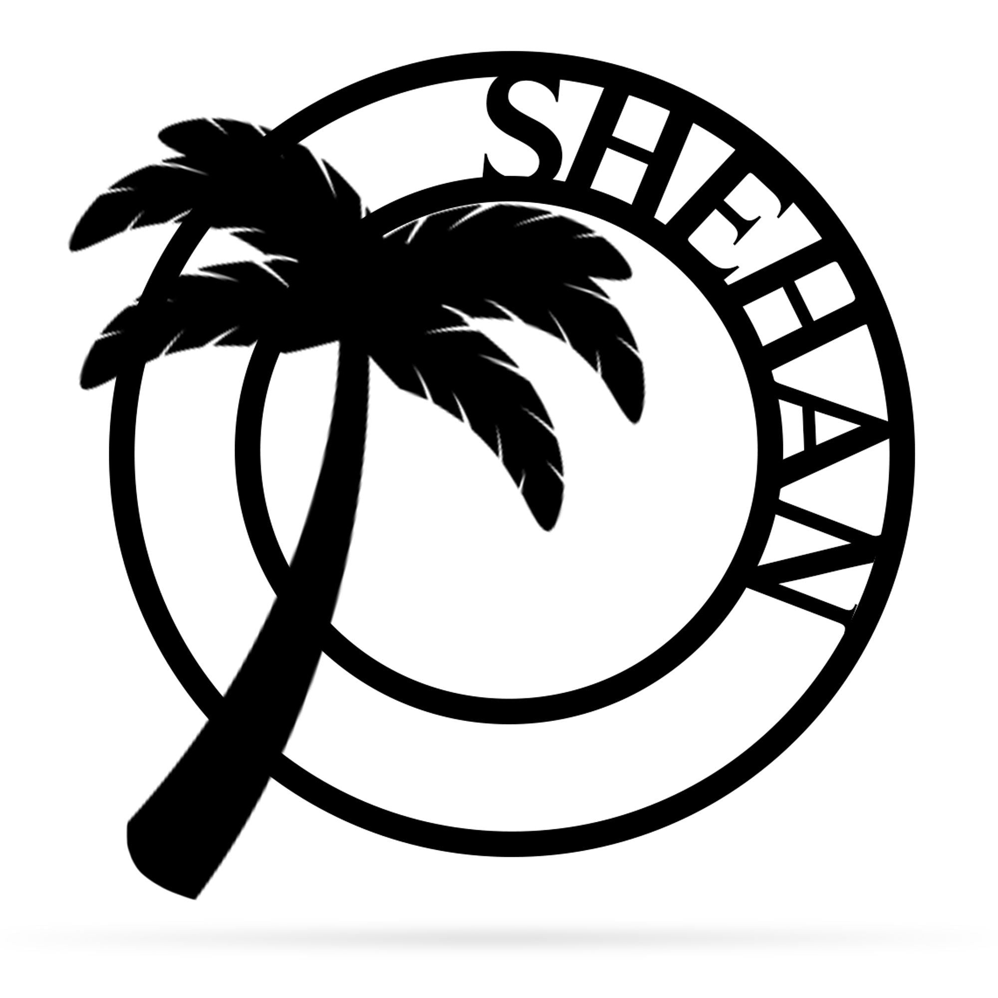 Palm Tree Monogram Metal Wall Art