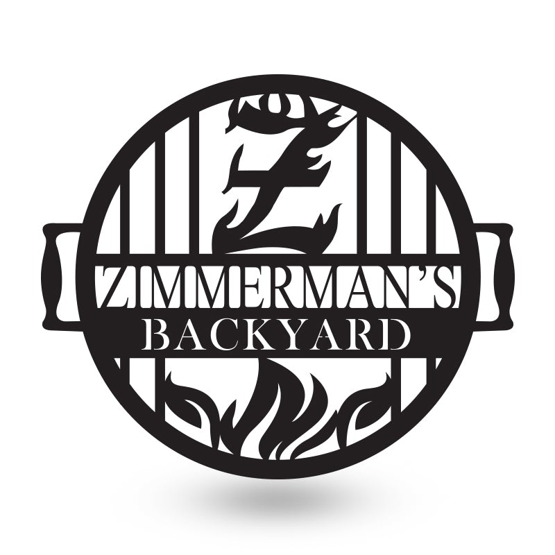 Personalized Backyard Sign Barbecue Grill Metal Wall Art