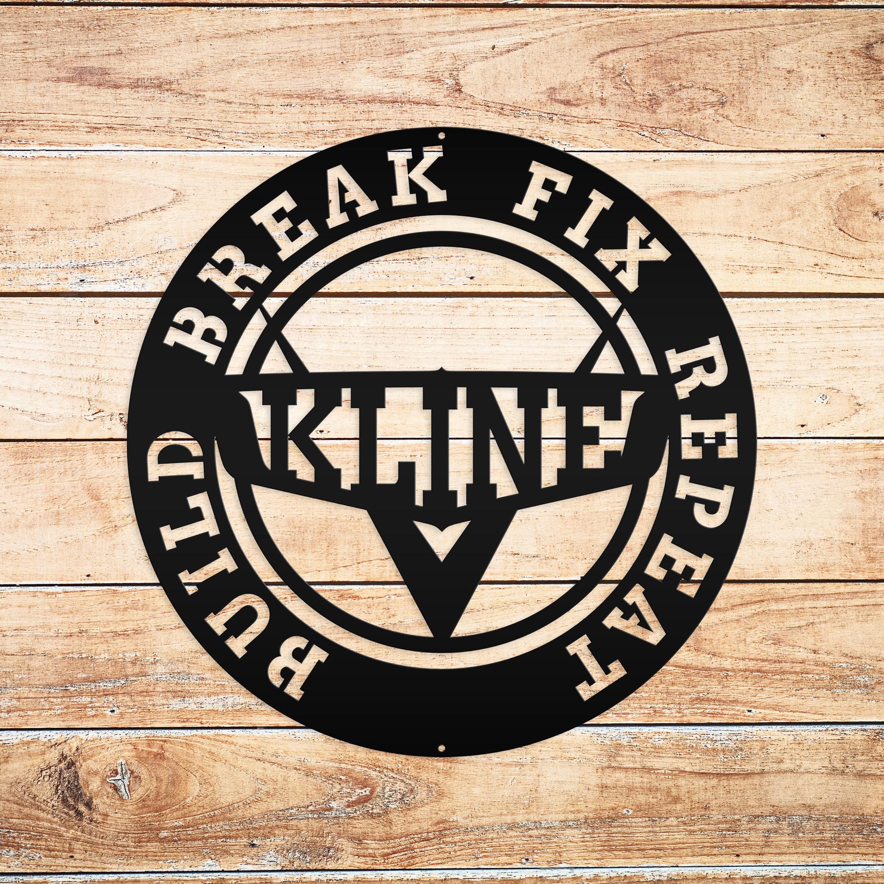 Personalized Build Break Fix Repeat Garage Metal Wall Art