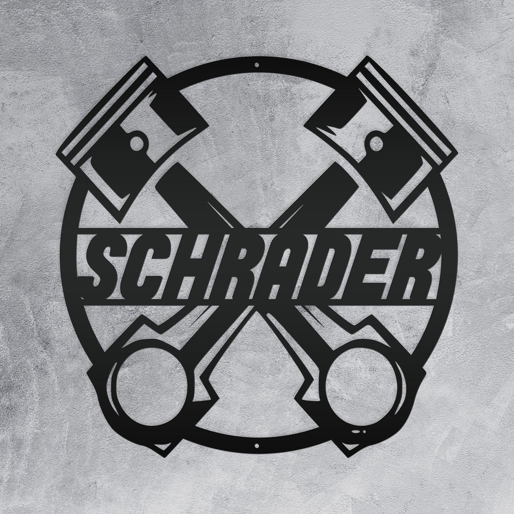 Personalized Crossed Pistons Garage Metal Wall Art