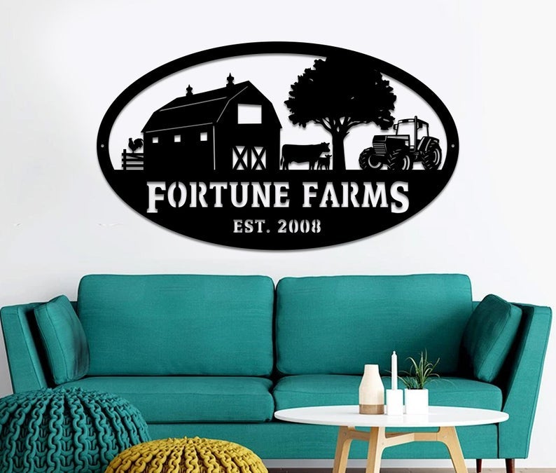 Personalized Farm Scene Metal Wall Art