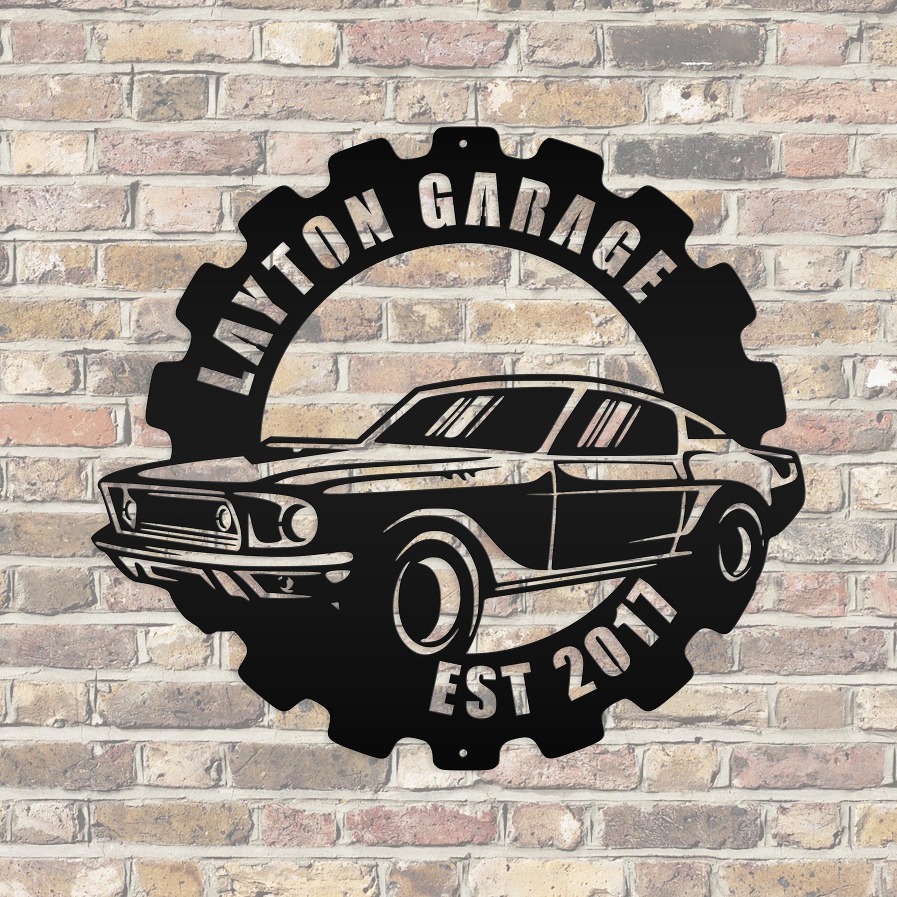 Personalized Garage Name Metal Wall Art