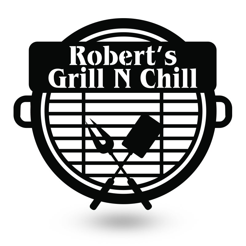 Personalized Gill And Chill Bbq Barbecue Metal Wall Art