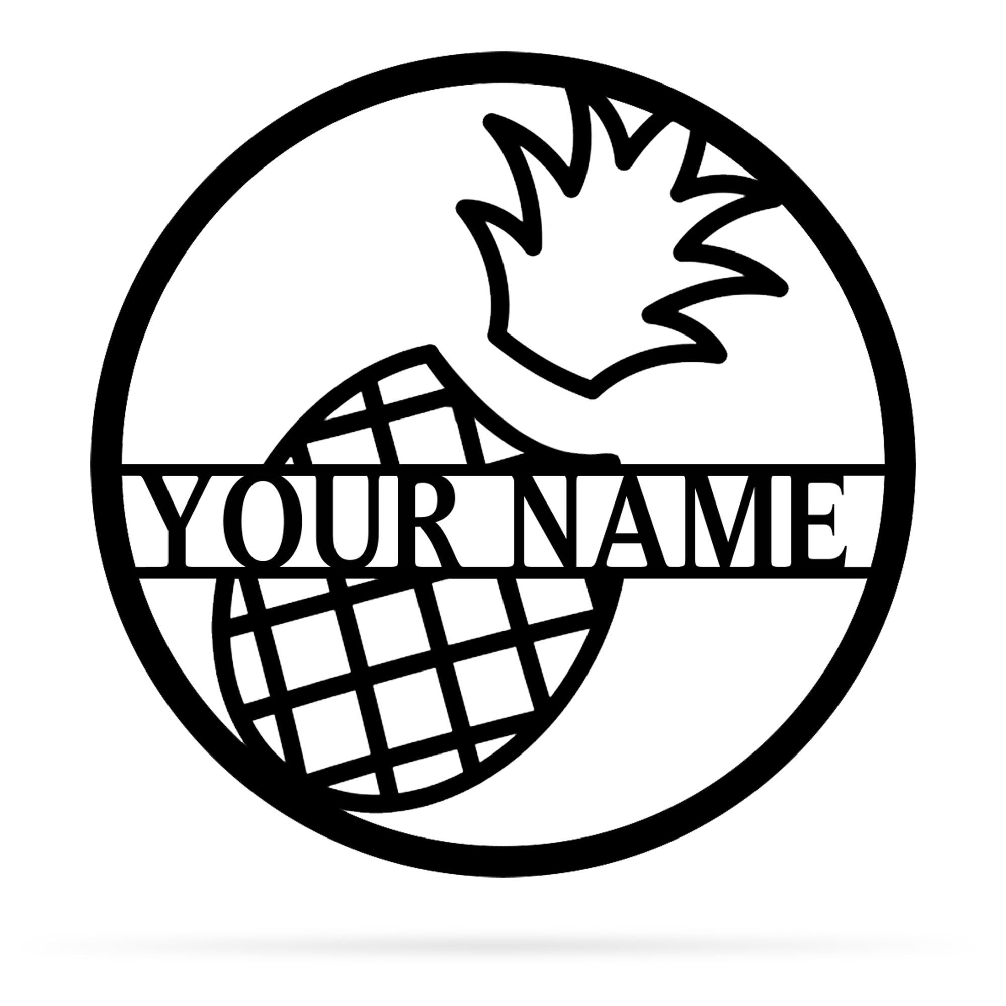 Pineapple Monogram Metal Wall Art