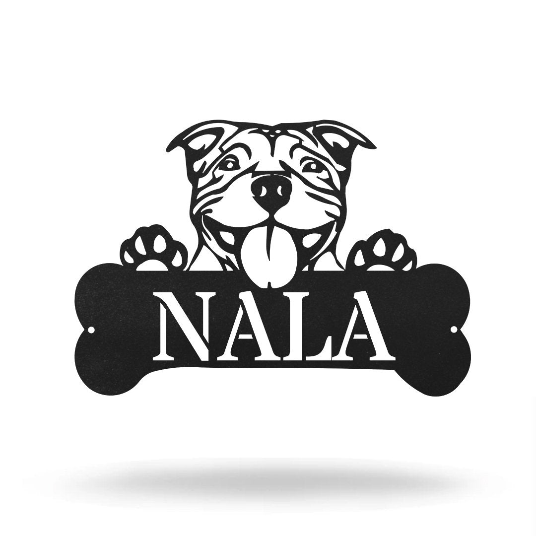 Pitbull Monogram Dog House Sign Metal Wall Art