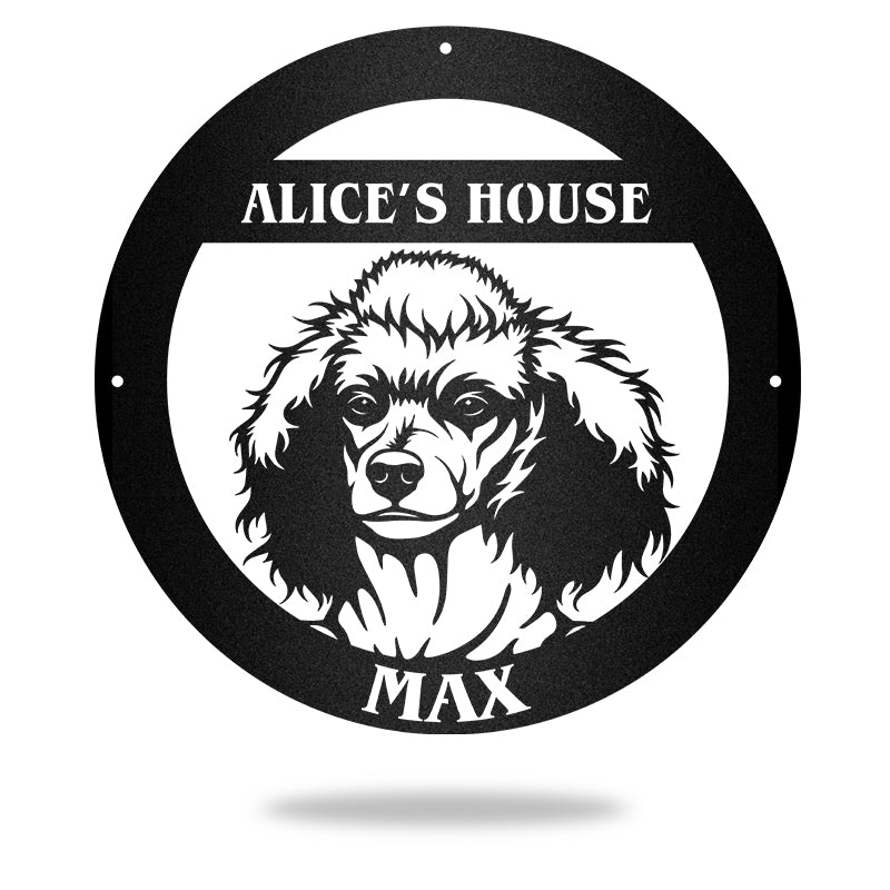 Poodle Guard Personalized Dog House Sign Metal Wall Art