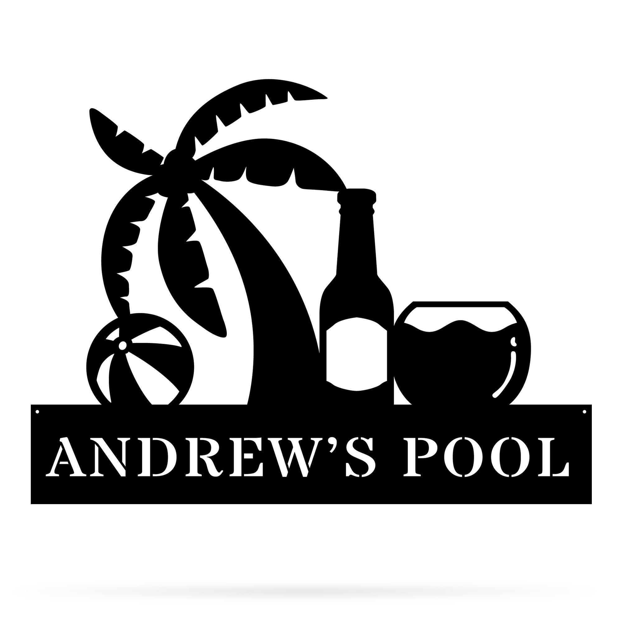 Pool Monogram Metal Wall Art