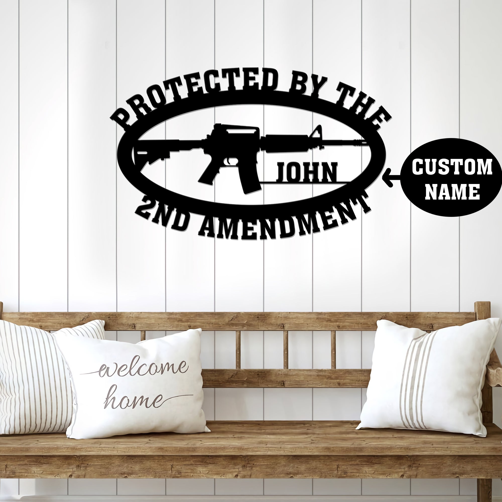 Protected By The 2Nd Amendment Metal Wall Art