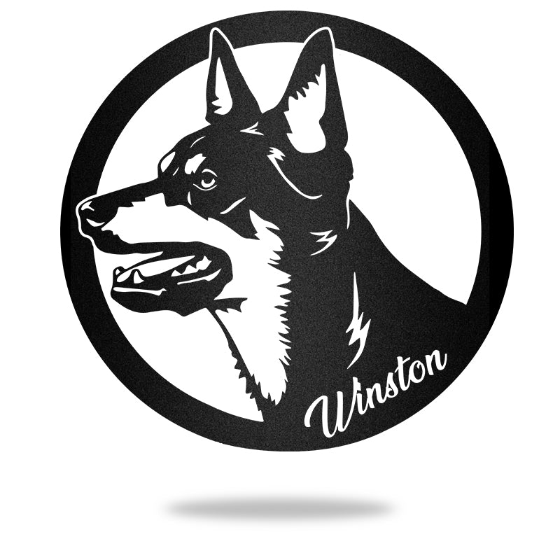 Red Kelpie Guard Dog House Sign Metal Wall Art