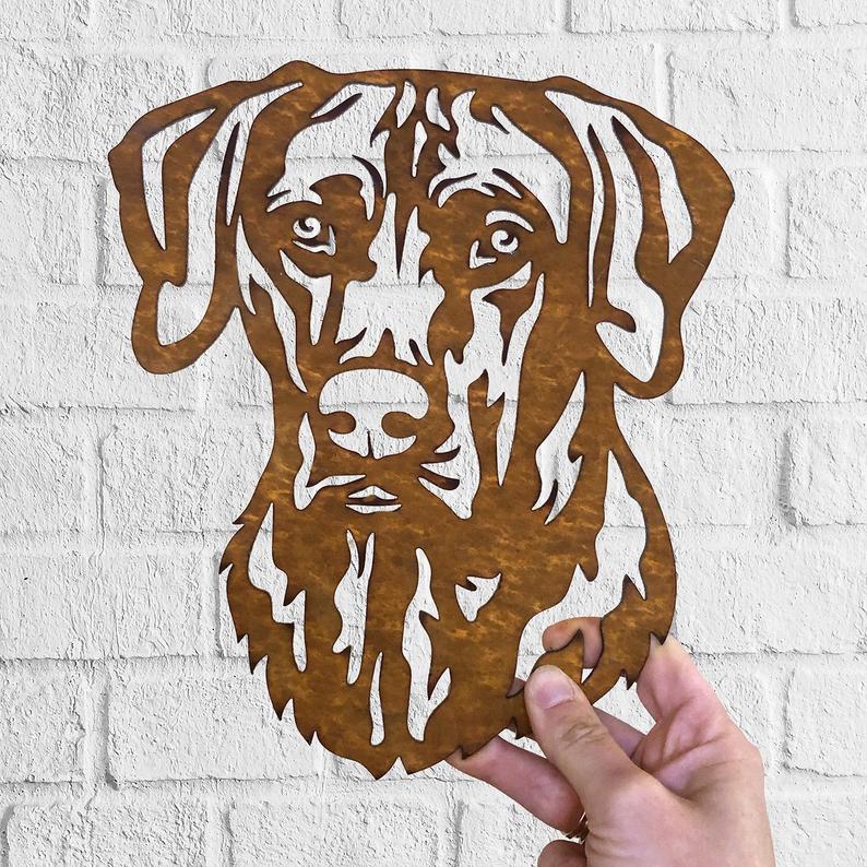 Ridgeback Dog Rustic Garden Art Sculpture Dog House Sign Metal Wall Art