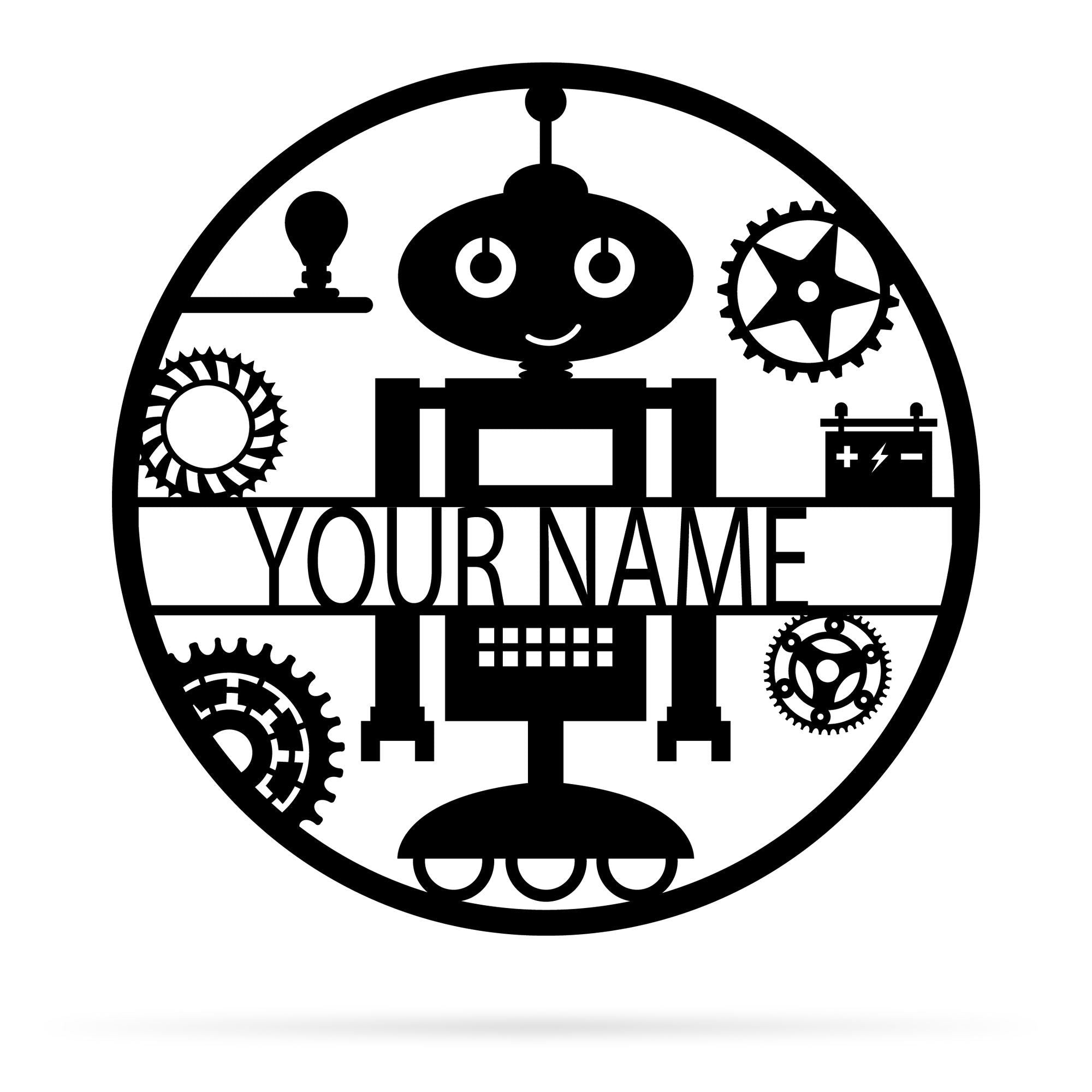 Robot Monogram Metal Wall Art