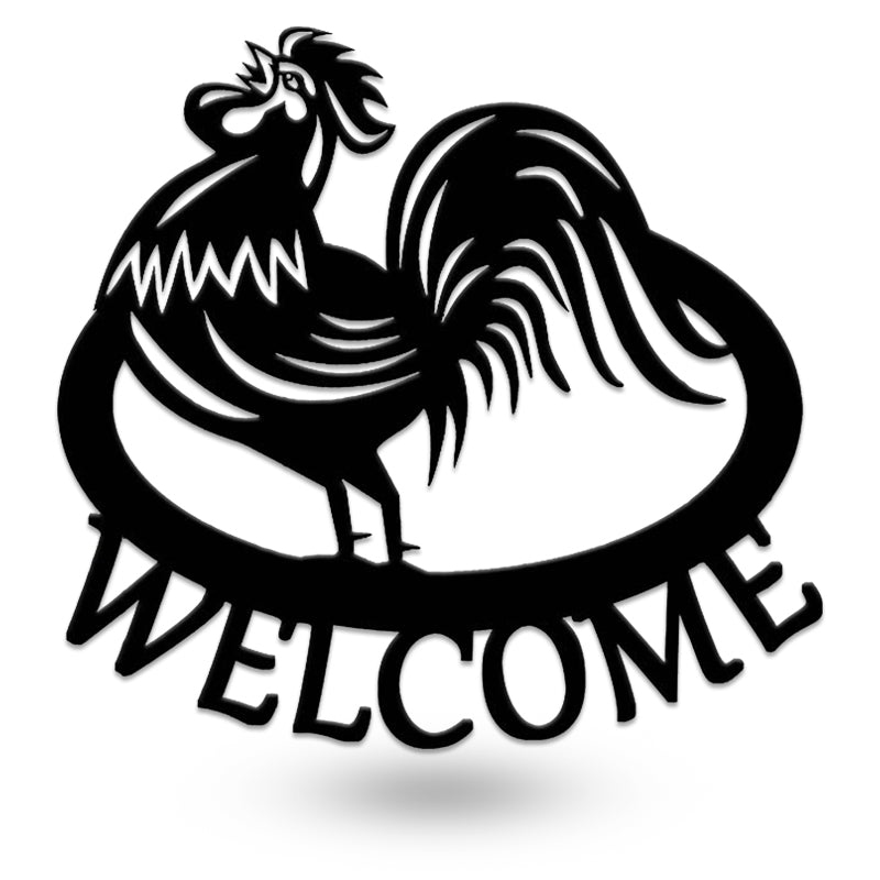 Rooster Welcome Custom Sign Metal Wall Art Decor
