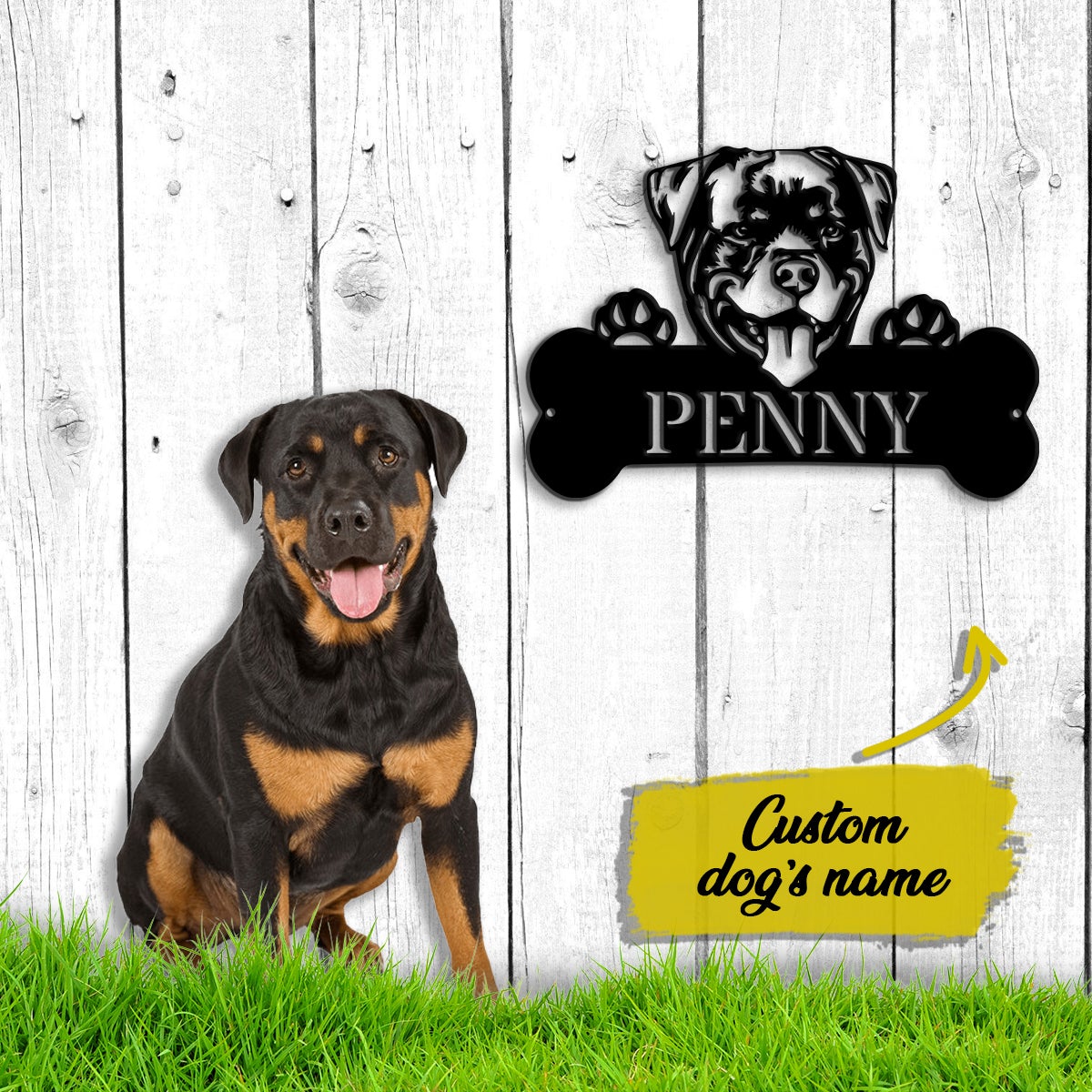 Rottweiler Monogram Dog House Sign Metal Wall Art