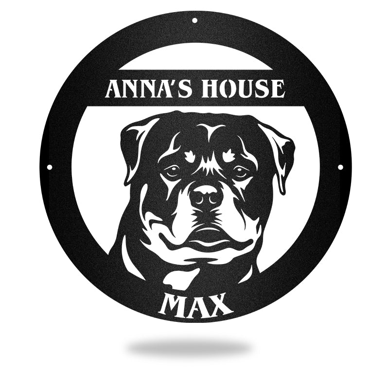 Rottweiller And Bloodhound Guard Dog House Sign Metal Wall Art