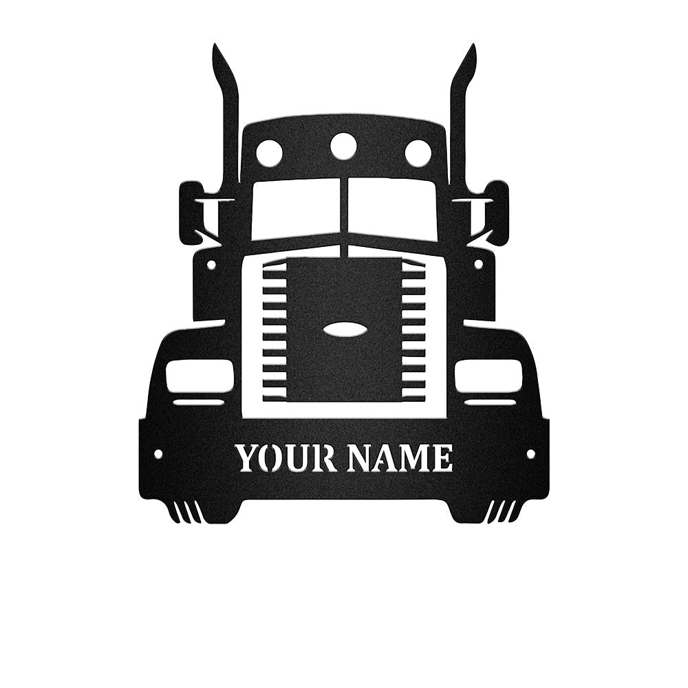 Semi Truck Sign With Custom Text Trucker Metal Wall Art