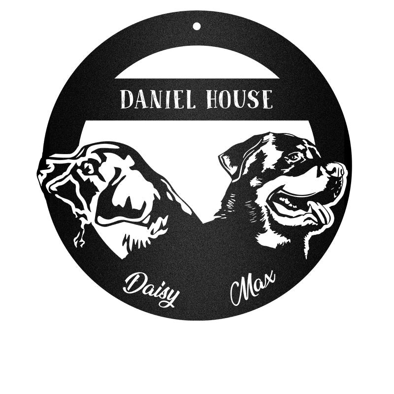 Sennenhund Berner And Rottweiler Guard Dog House Sign Metal Wall Art