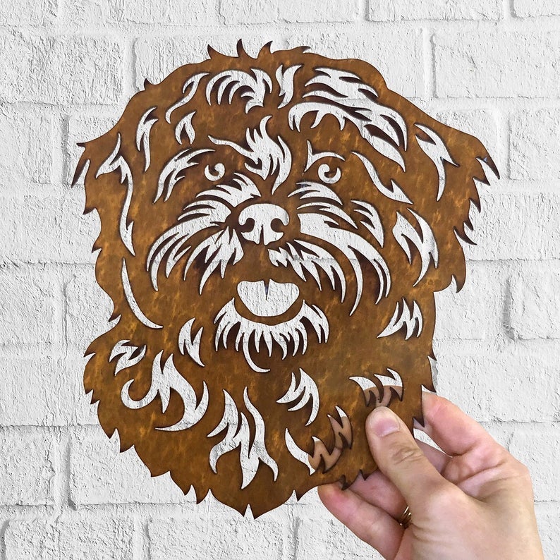 Shih Tzu Dog Rustic Garden Art Sculpture Dog House Sign Metal Wall Art