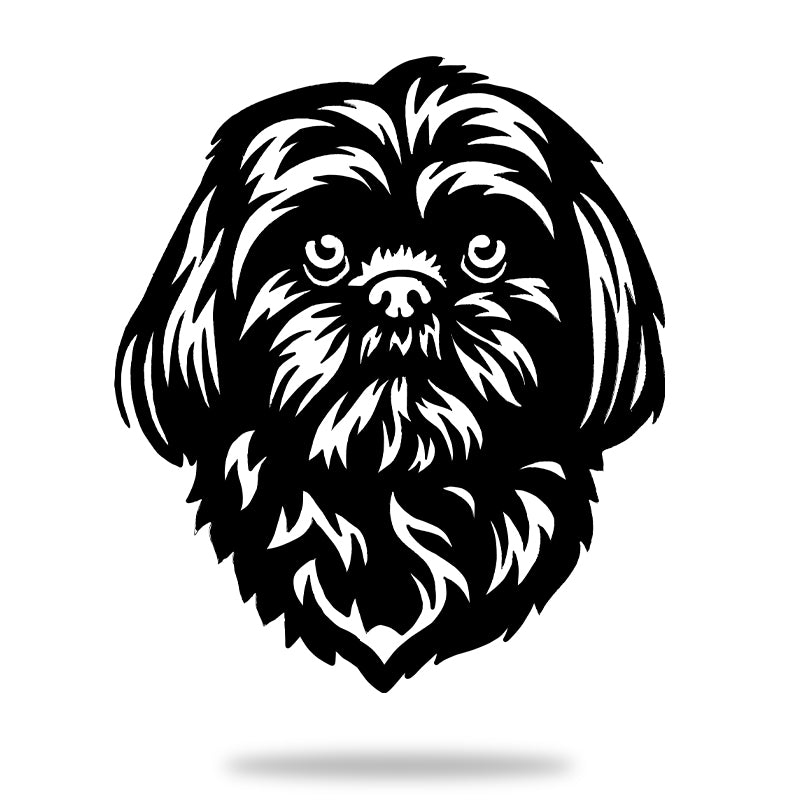 Shih Tzu Dog Rustic Garden Art Sculpture Dog House Sign Metal Wall Art