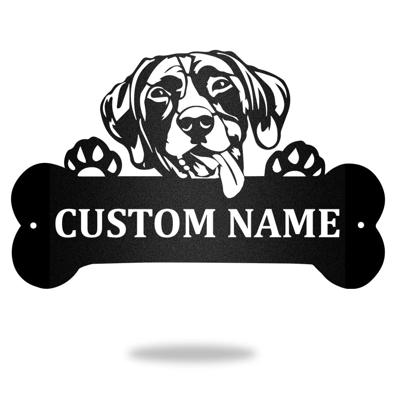 Short Haired Pointer Monogram Dog House Sign Metal Wall Art