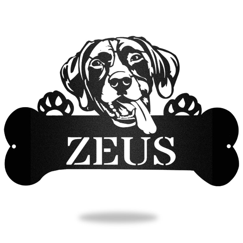 Short Haired Pointer Monogram Dog House Sign Metal Wall Art