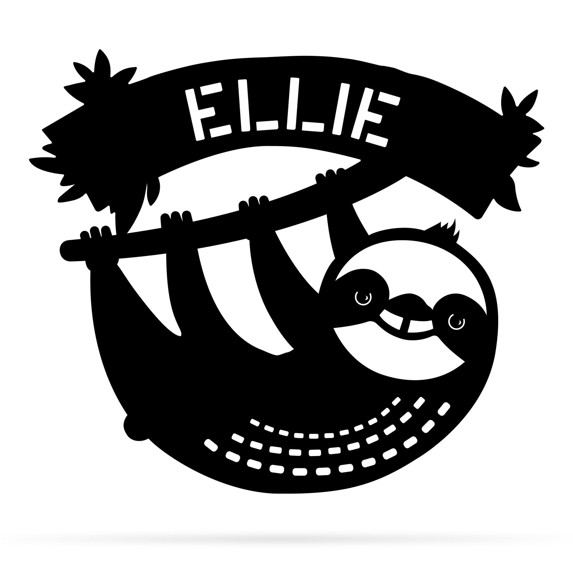 Sloth Monogram Metal Wall Art