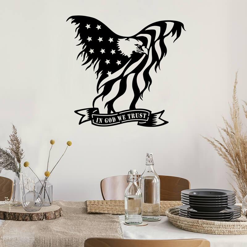Soaring Eagle Flag Custom Metal Eagle Sign Metal Wall Art
