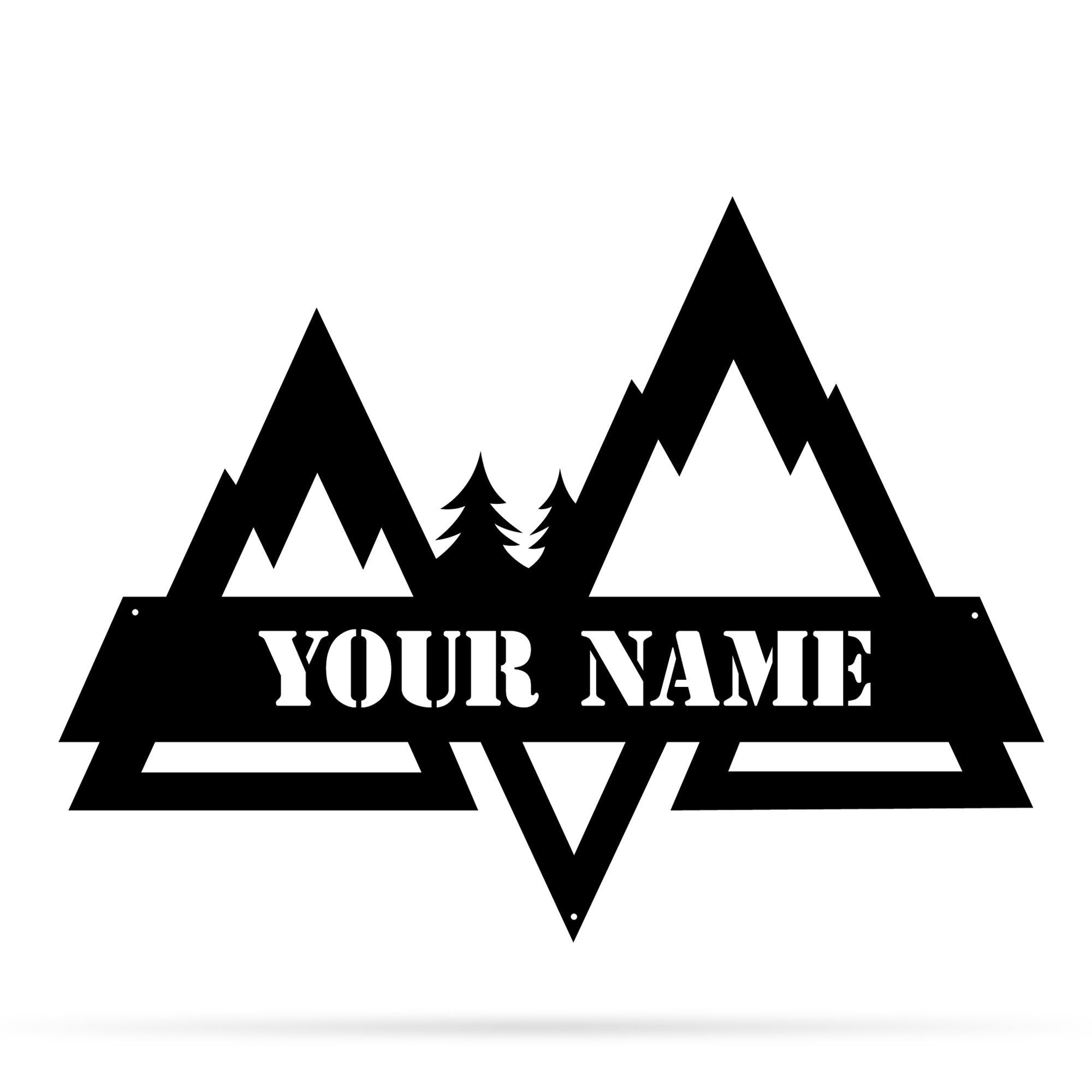 Split Mountains Monogram Metal Wall Art