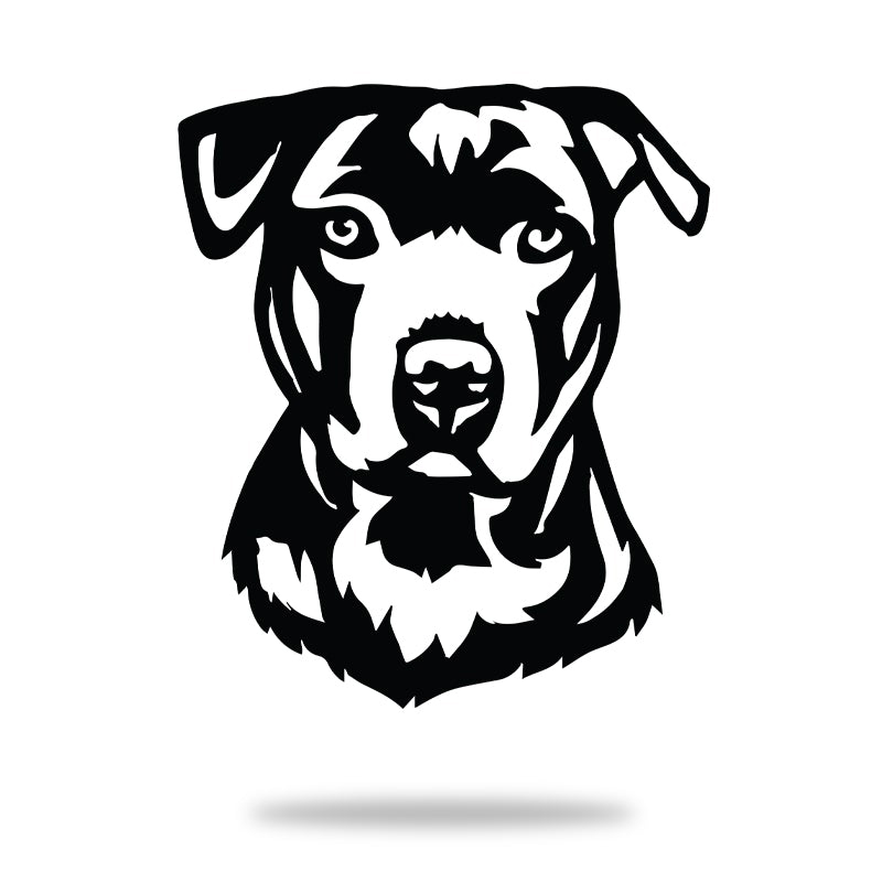 Staffordshire Bull Terrier Garden Art Sculpture Dog House Sign Metal Wall Art