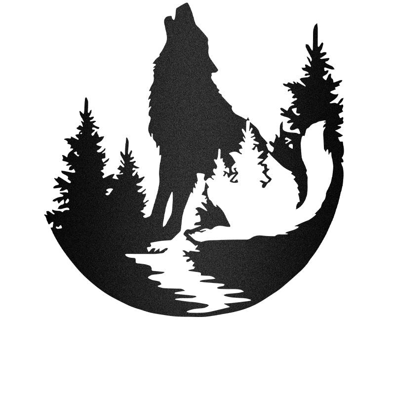 The Howling Of The Wolf In Forest Metal Wall Art