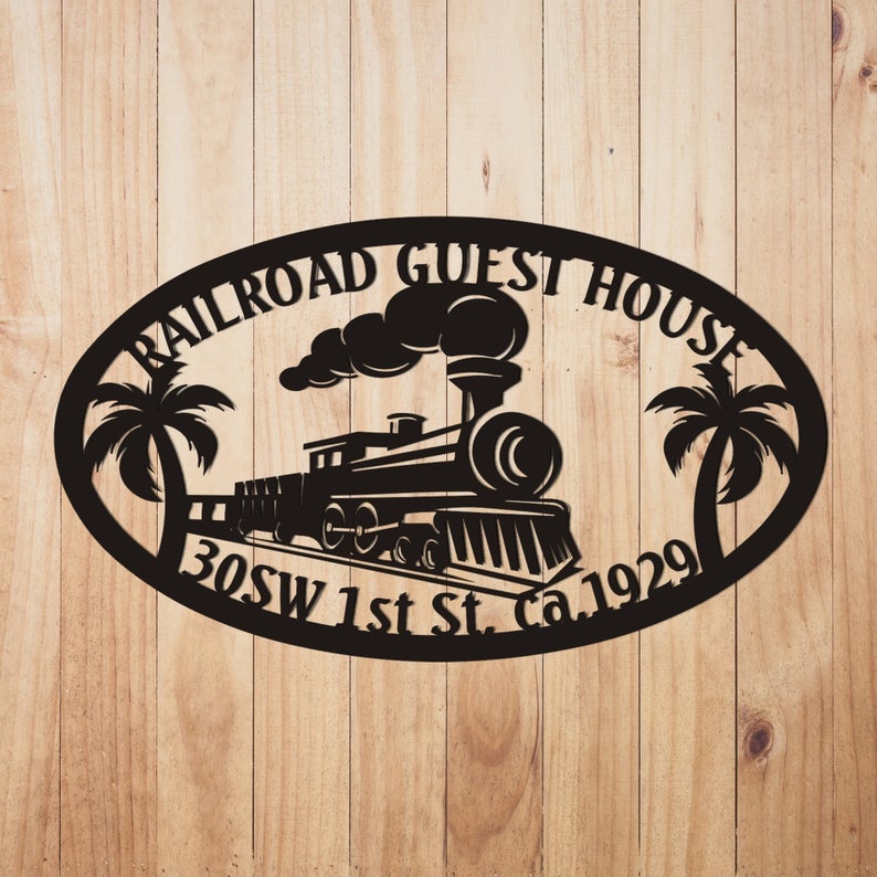 Train Custom Name And Address Metal Wall Art