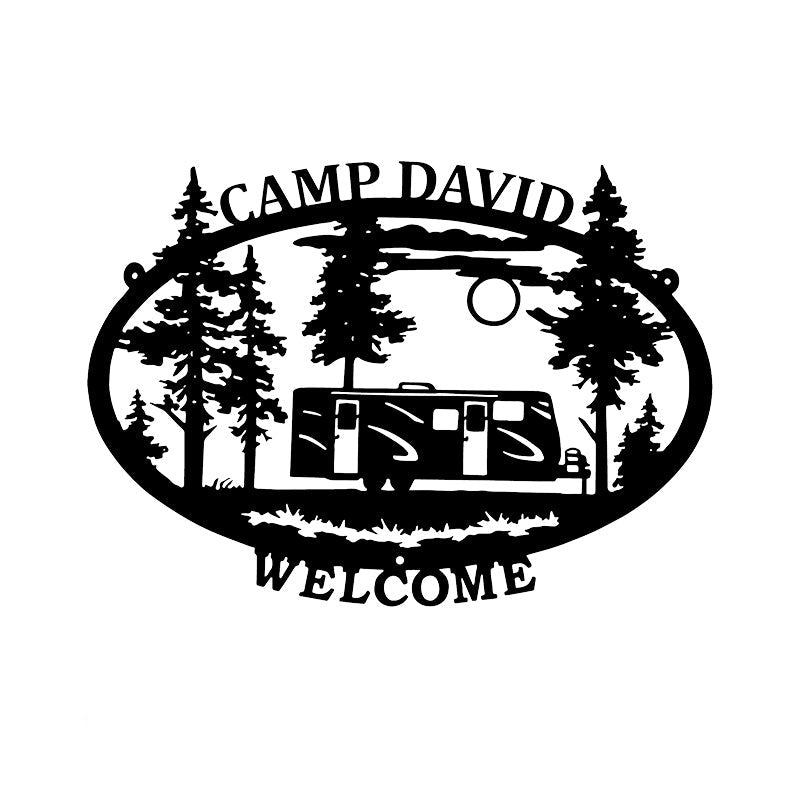 Custom Travel Trailer Camping Welcome Powdercoated Metal Wall Art