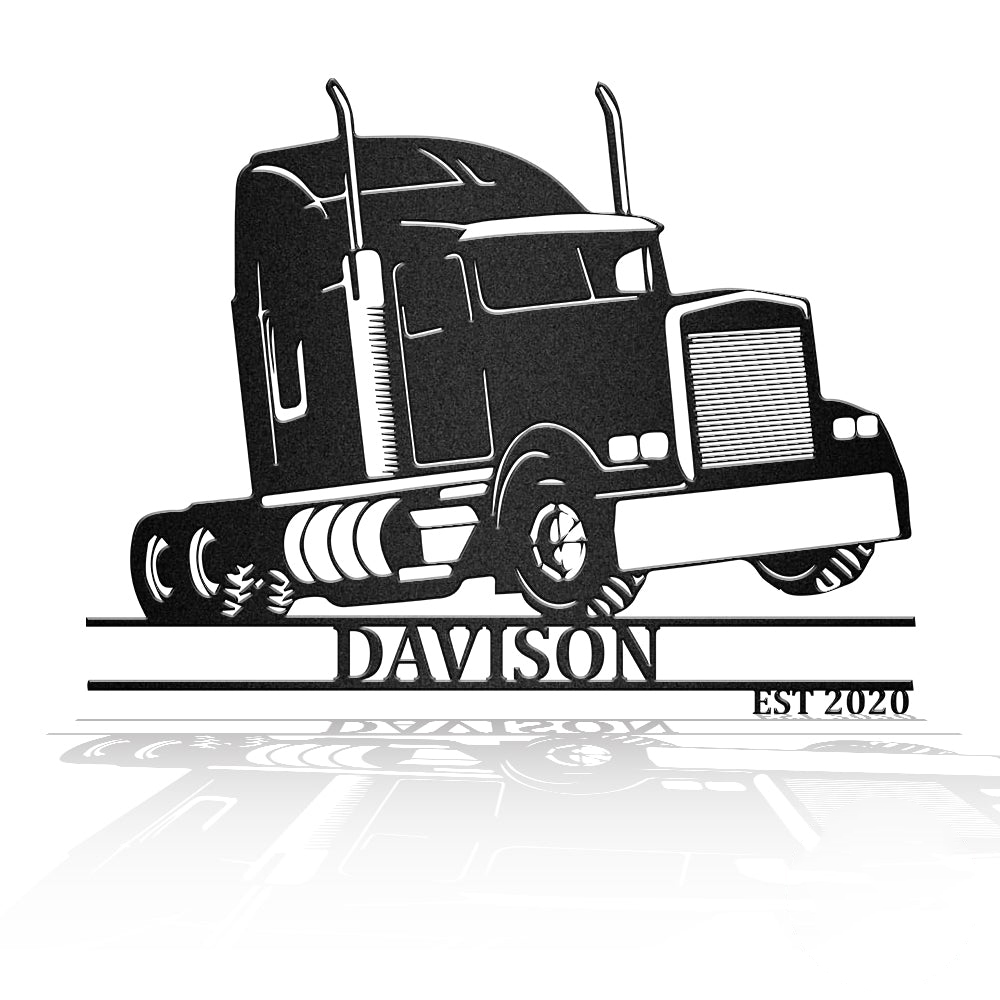 Truck Custom Text Trucker Metal Wall Art